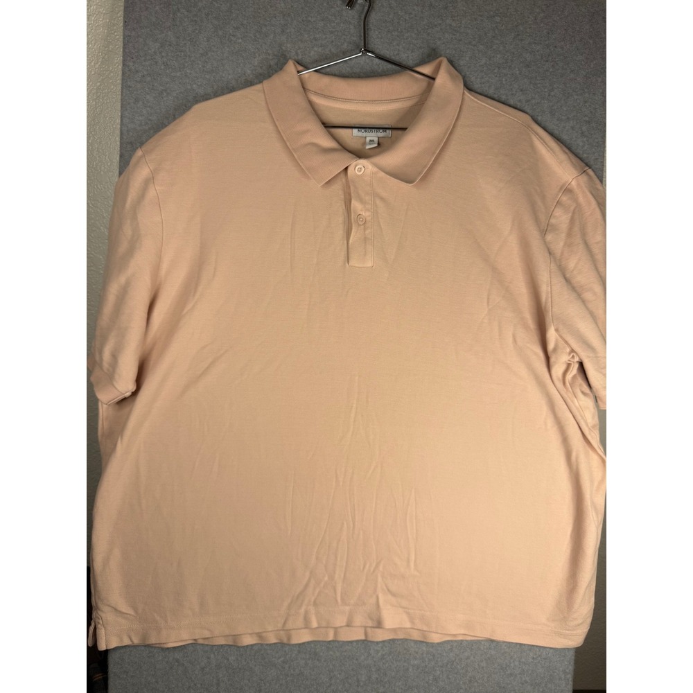 Nordstrom Mens 2XL Peach Pink Pique Knit Short Sleeve Polo Shirt